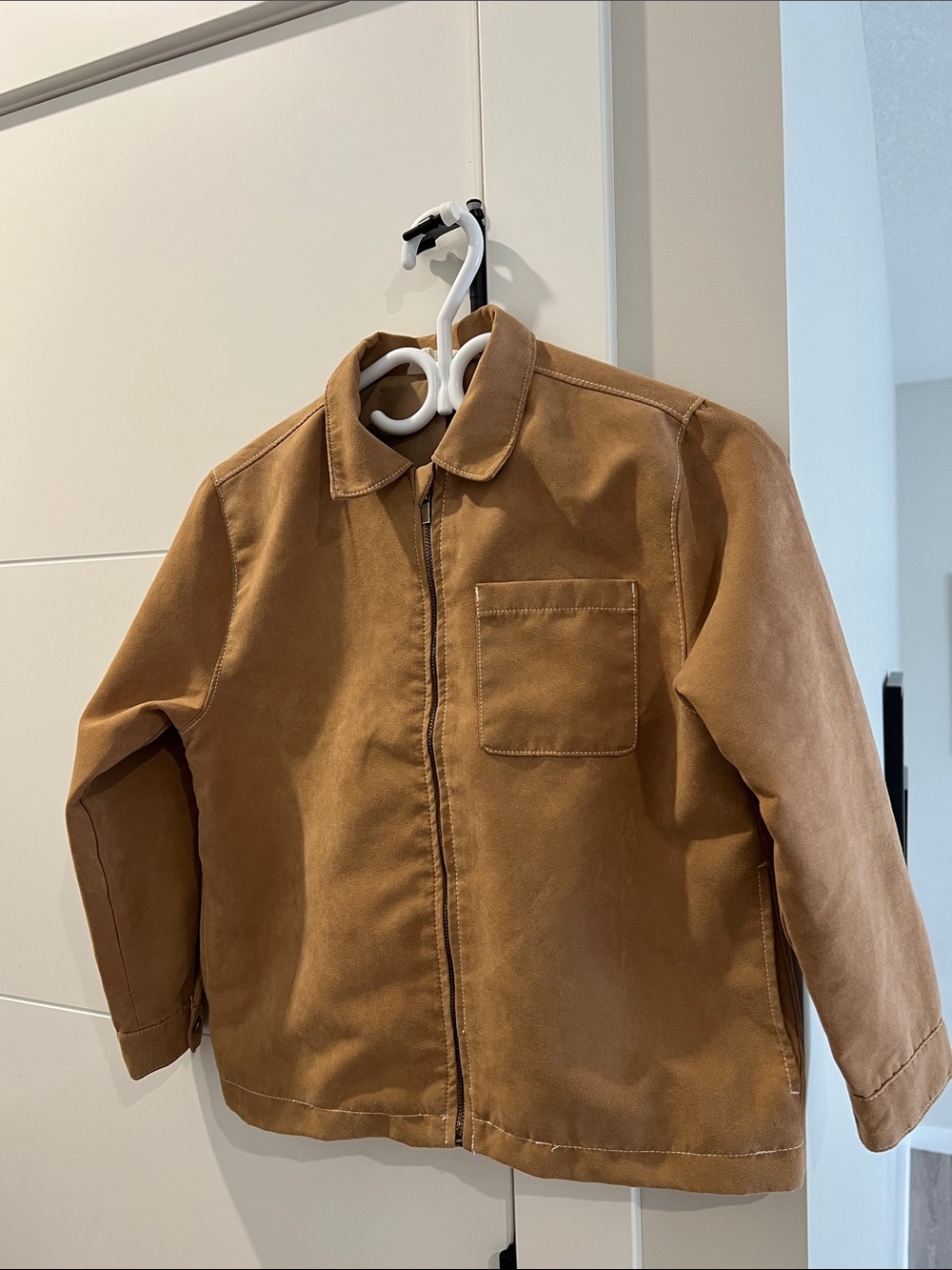 Kids Suede like Tan Jacket - Casual Zip Front